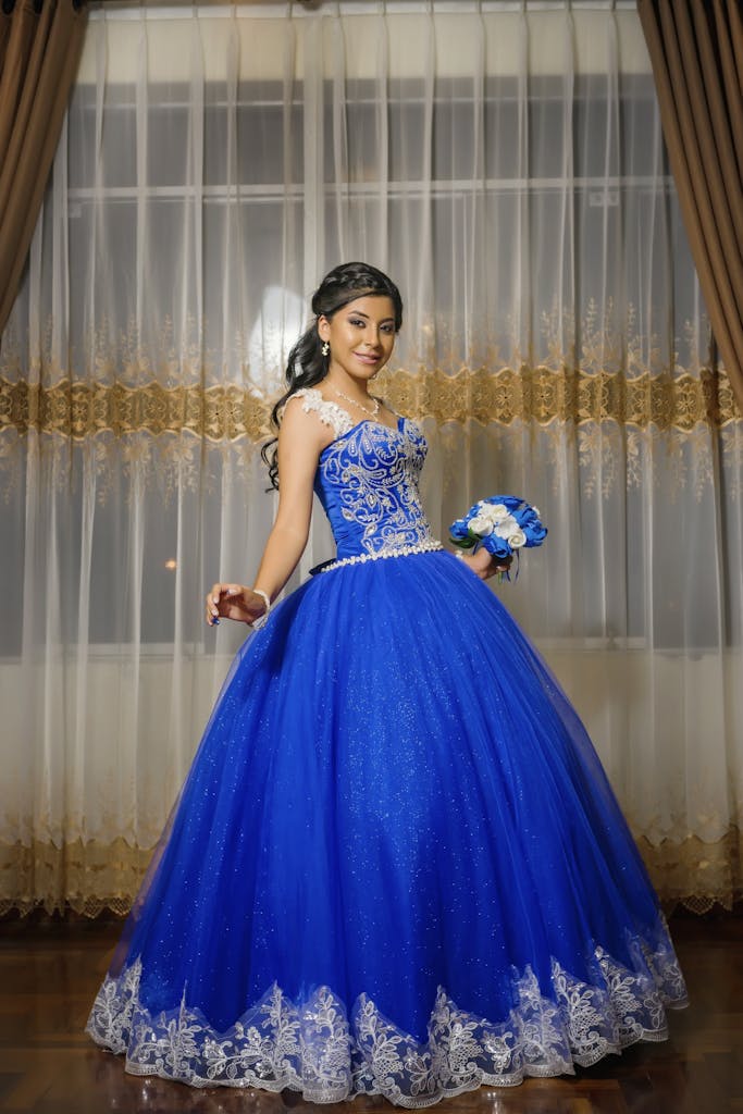 Young Woman in Blue Ball Gown